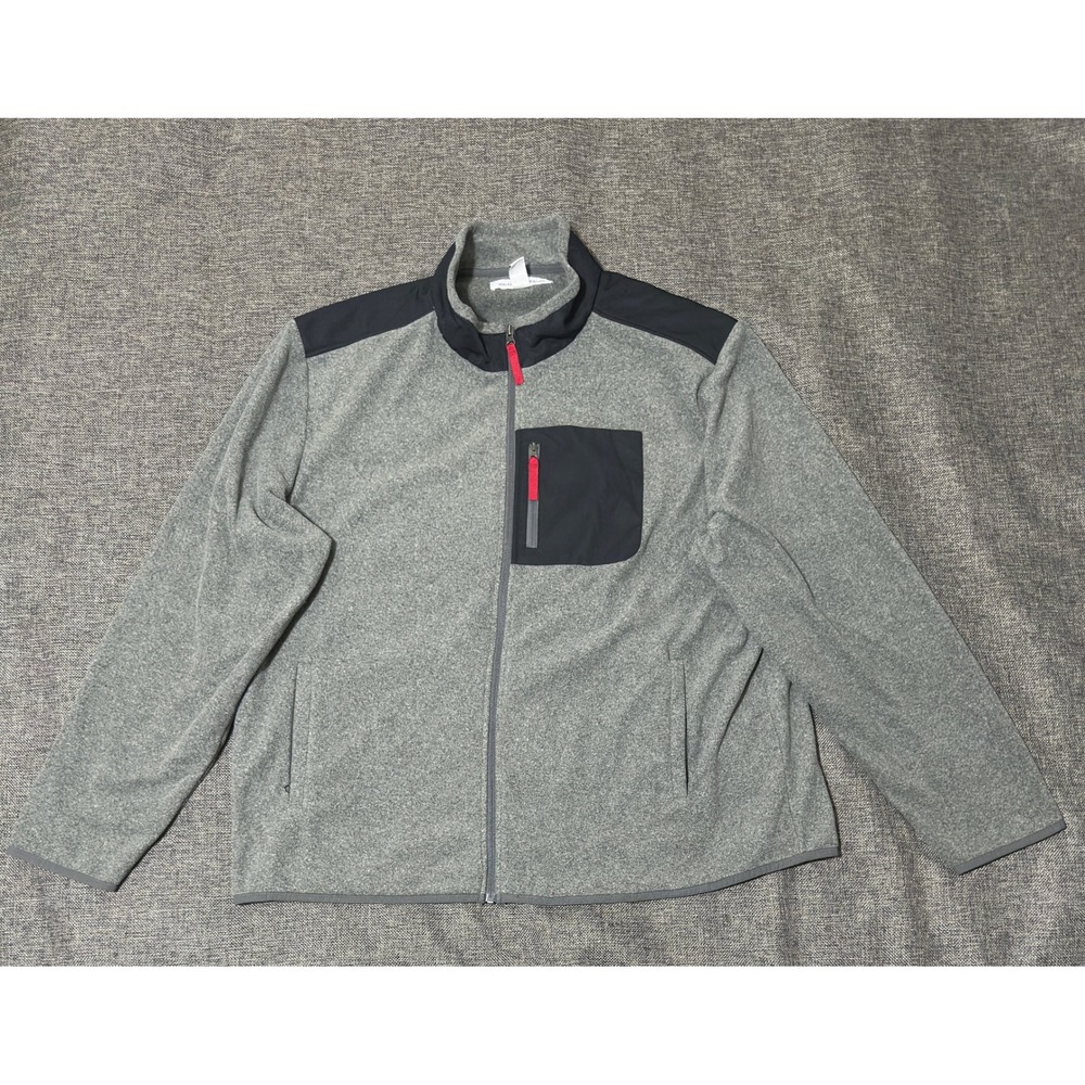 Amazon Essentials Mens XXL Fleece Jacket Gray Full Zip Colorblock